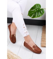 Khayt Flora Casual Günlük Kadın Babet Ayakkabı (Taba)