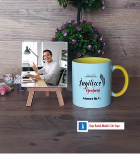 İngilizce Öğretmeni Fotoğraflı Dekoratif Taş, Kupa Bardak Beyaz Hediye (Model 7)