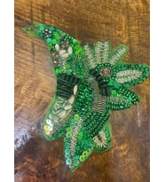 12X15 CM DANTEL GÜPÜT TAŞ BONCUK İŞLEME APLİKE OMUZ APOLET GİYİM AKSESUARI (Yeşil)