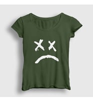 Presmono Kadın Sarı Sad Face Lil Peep T-Shirt 38014tt (Haki)