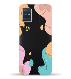 PrintiFy Samsung Galaxy A71 Uyumlu Lansman Kılıf Karışık Renkler Tasarımlı İçi Kadife Kapak (Siyah)