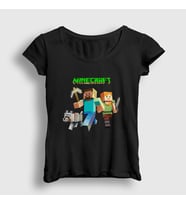 Presmono Kadın Beyaz Miners Minecraft T-Shirt 29533tt (Siyah)