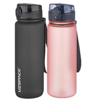 Uzspace 2'li Tritan Matara Seti 800 ml 14 Farklı Renk Seçeneği FiftyFifty (Siyah-Pudra)