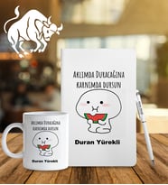 Kişiye Özel Burç Tasarımlı Esprili Defter Kalem Ve Kupa Hediye Seti (Model 4)