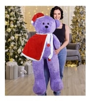 130 cm Yılbaşı Şapkalı  ve  Pelerinli Noel Ayıcık (Lila)