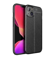 Uyumlu Model Apple iPhone 13 Kılıf Deri Tarzı Niss Silikon Case (Siyah)