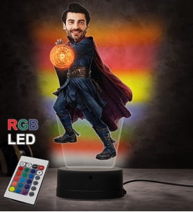 Doğum Günü Hediyesi,Sevgiliye Hediye, Kişiye Özel Fotoğraflı Doktor Strange Karikatür 3D Led Lamba (RGB)