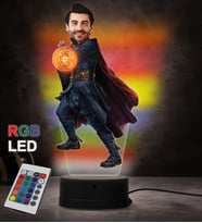 Doğum Günü Hediyesi,Sevgiliye Hediye, Kişiye Özel Fotoğraflı Doktor Strange Karikatür 3D Led Lamba (RGB)