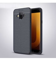 Samsung Galaxy J7 Duo Kılıf Deri Tarzı Niss Silikon Case (Lacivert)