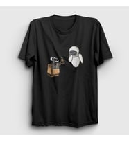 Presmono Unisex Beyaz Gift Wall E Eve T-Shirt 427498tt (Siyah)