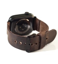 Apple Watch Uyumlu Deri Kordon / Kayış   38/40/41 Mm - Gerçek Deri / El Yapımı (Kestane)