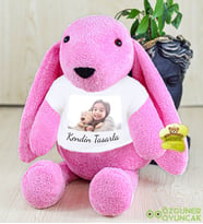 Kendin Tasarla Tişörtlü 45 cm Ponçik Tavşan (Pembe)