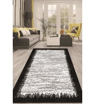 Dijital Kaymaz Taban Yıkanabilir Modern Renkli Salon Halısı Mutfak Halısı Yolluk ND-HT-507 (Siyah)