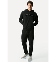 Unisex Alpha Baskılı Eşofman Takımı (Siyah)