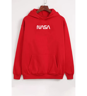 Unisex Nasa Baskılı Sweatshirt (Kırmızı)