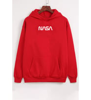 Unisex Nasa Baskılı Sweatshirt (Kırmızı)