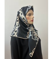 Ladycoco Parlak Royan Eşarp Siyah (A.GRI-BEYAZ)