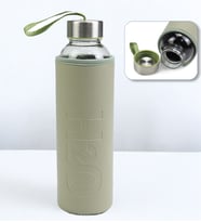 Deri Kılıflı 500 Ml Cam Matara (Yeşil)