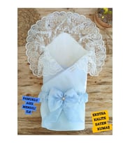 Kumru Kristal Kı Bebek Kundağı Unisex Bebek Dış Kundak Battaniyesi Hastane Çıkışı Kundak Battaniye (Mavi)