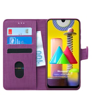 Samsung Galaxy M31 Kılıf Fabric Book Wallet (Mor)