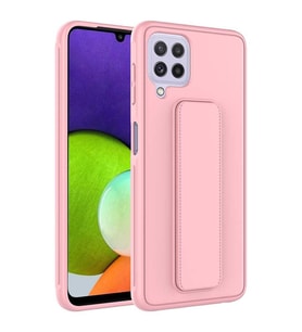 Galaxy A22 4G Kılıf Zore Qstand Katlanabilir Standlı Kılıf (Pembe)
