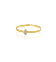Kadir Jewellery 22 Ayar Altın Kaplama El İşçiliği Zirkon Taşlı Kadın Kelepçe Bilezik (Beyaz)