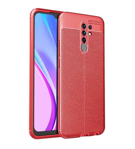 Xiaomi Redmi 9 Kılıf Deri Tarzı Niss Silikon Case (Kırmızı)