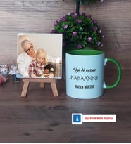 Babaanneye Hediye Fotoğraflı Dekoratif Taş, Kupa Bardak Beyaz Hediye (Model 14)