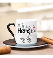 Hemşir Türk Kahvesi Fincanı (Siyah)
