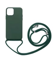 Apple iPhone 12 Kılıf Zore Ropi İpli Silikon Kılıf (Koyu Yeşil)