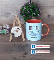 Yazılım Geliştirme Uzmanı Kupa Bardak Beyaz ve Fotoğraflı Ahşap Anahtarlık Hediye (Model 13)