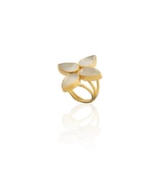 Kadir Jewellery 22 Ayar Altın Kaplama Zirkon Taşlı Kadın Otantik Yüzük (Beyaz)