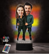 Doğum Günü Hediyesi,Sevgiliye Hediye, Kişiye Özel Fotoğraflı En Mutlu Çift Karikatür 3D Led Lamba (RGB)
