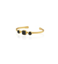 Kadir Jewellery 22 Ayar Altın Kaplama Zirkon Taşlı Ayarlanabilir Vintage Bilezik (Siyah)