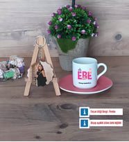 Ebe Türk Kahvesi Fincanı Ahşap Altlıklı ve Fotoğraflı Ahşap Anahtarlık Hediye (Model 6)