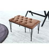 Palermo Kapitoneli Metal Ayaklı Puf Bench (Yeşil)