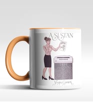Kişiye Özel Asistan Tasarımlı Siyah Kupa (Beyaz-Turuncu)