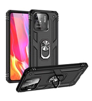 Xiaomi Poco C40 Kılıf Zore Vega Yüzüklü Standlı Zırh Kılıf (Siyah)