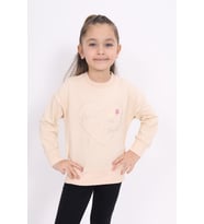 Toontoy Kız Çocuk Nakışlı Sweatshirt (Bej)