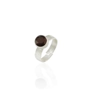 Kadir Jewellery 925 Ayar Gümüş Kaplama Zirkon Taşlı Ayarlanabilir Kadın Minimal Yüzük (Kahverengi)