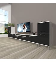 Decoraktiv Eko 9200 Mdf Krom Ayaklı Tv Ünitesi Tv Sehpası (Siyah - Beyaz)