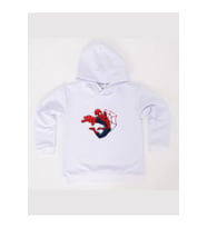 Spiderman baskılı örümcek adam kapüşonlu pamuklu kumaş çocuk sweatshirt (Beyaz)