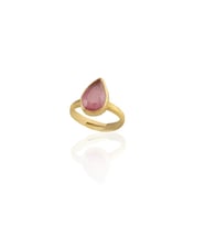 Kadir Jewellery 22 Ayar Altın Kaplama Zirkon Taşlı Ayarlanabilir Kadın Moda Yüzük (Pembe)