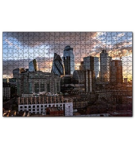 Cakapuzzle Günbatımı Bulutlu Gökler ve Şehir  Puzzle Yapboz MDF (Ahşap) (500 Parça)