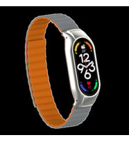 Xiaomi Mi Band 7 Kordon Renkli Strap Deri Loop Kordon 69 (Gri - Turuncu)