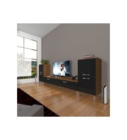 Decoraktiv Eko On2 Slm Std Krom Ayaklı Tv Ünitesi Tv Sehpası (Siyah - Ceviz)
