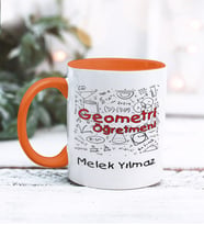 Geometri Öğretmeni Tasarımlı Kişiye Özel Kupa Bardak (Turuncu)
