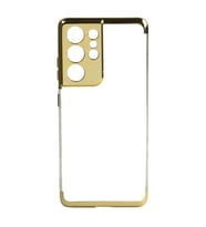 Galaxy S21 Plus Kılıf İnce Köşeleri Renkli Şeffaf Silikon (Gold)