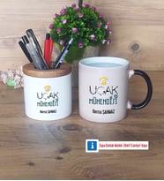 Uçak Mühendisi Kalemlik, Kupa Bardak T Kişiye Özel Hediye (Model 3)