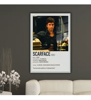 Metal Çerçeveli Temperli Cam Tablo Film Afişi Scarface 1983 (Gümüş)